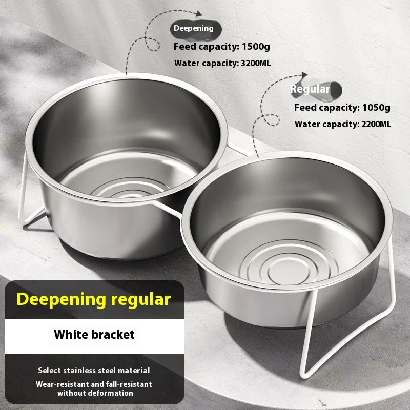 Large Stainless Steel Dog Slow Food Bowl with Thickened Stand Elevated Pets Products Supplies Feeders Accessories Tip Proof