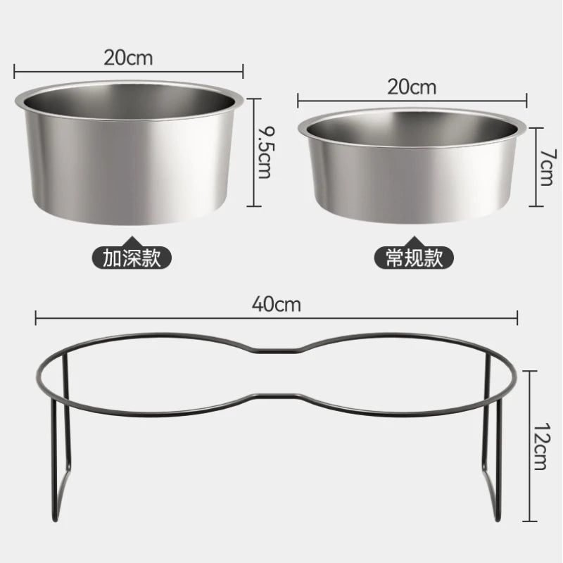 Large Stainless Steel Dog Slow Food Bowl with Thickened Stand Elevated  Pets Products Supplies Feeders Accessories Tip Proof
