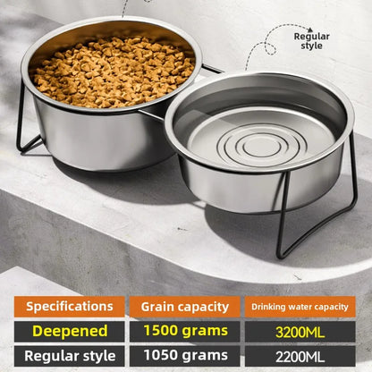 Large Stainless Steel Dog Slow Food Bowl with Thickened Stand Elevated  Pets Products Supplies Feeders Accessories Tip Proof