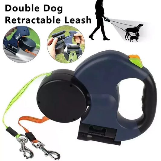 Retractable Reflective Dual-Pet Leash
