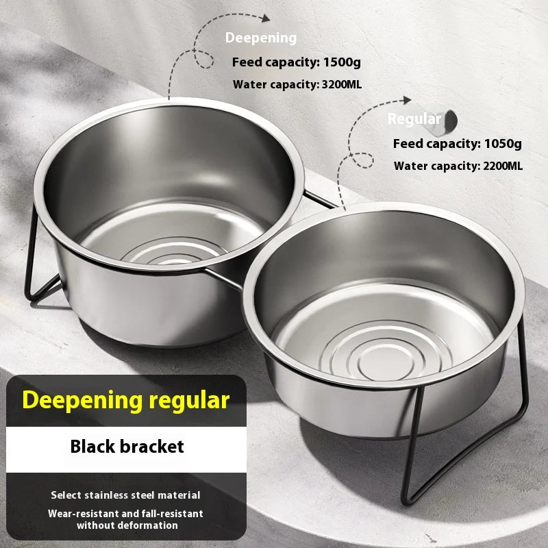 Large Stainless Steel Dog Slow Food Bowl with Thickened Stand Elevated  Pets Products Supplies Feeders Accessories Tip Proof